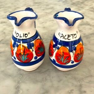 Vintage Italian Handmade Ceramic Italian Aceto & Olio Jars